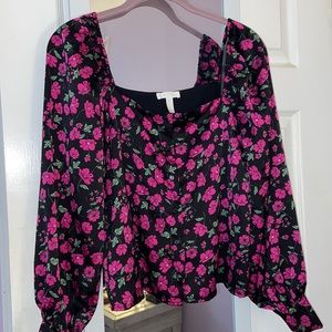Brand New Black Floral Blouse